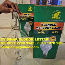 Lampu Mercury Blended 1000 Watt E40 BT56 Kaca Bening Clear